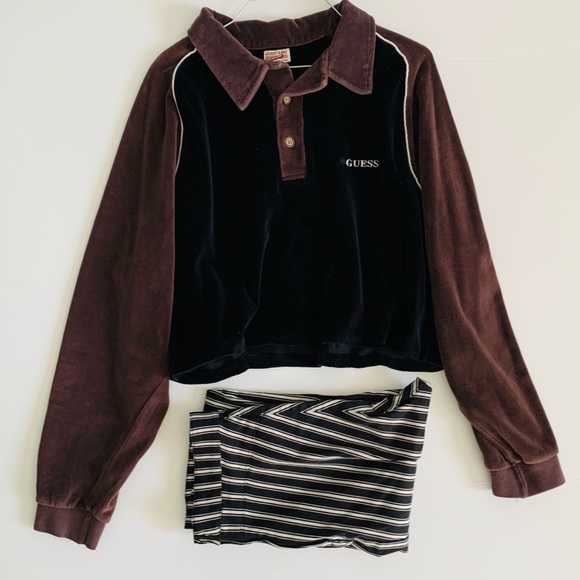 Authentic Guess Jeans Velvet Brown and Black Y2K - Picture 1 of 5